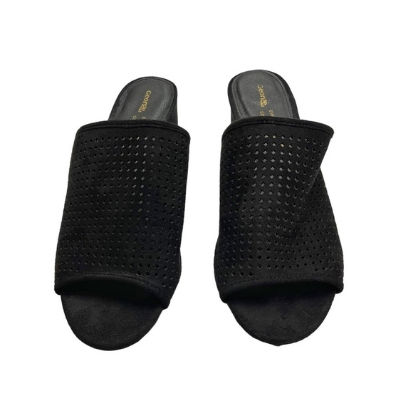 George Mules black Peep Toe slide fits 8 - 8.5 US heels - Picture 6 of 11